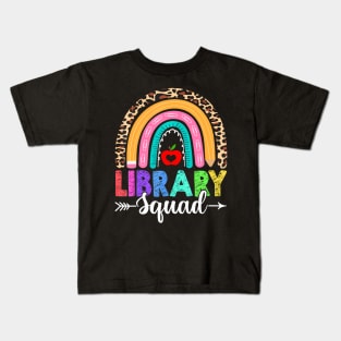 Library Squad  Leopard Teacher Back To School Kids T-Shirt